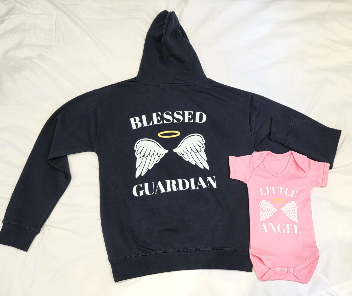 Blessed Guardian & Little Angel Christian Baby & Me Hooded Set – Faith Matching Outfit