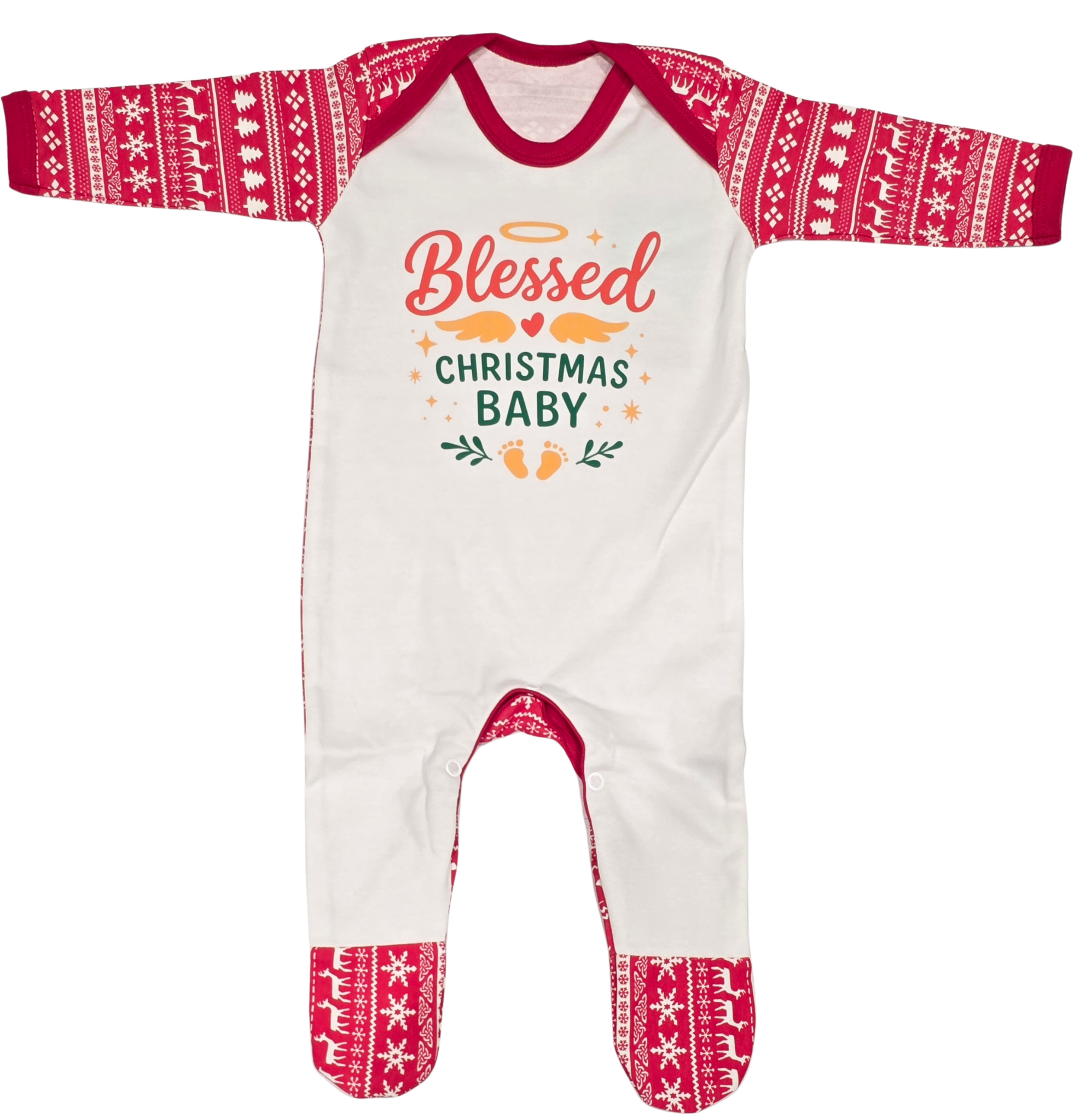 Blessed Christmas Baby Newborn Sleepsuit – Festive Holiday Footed Romper