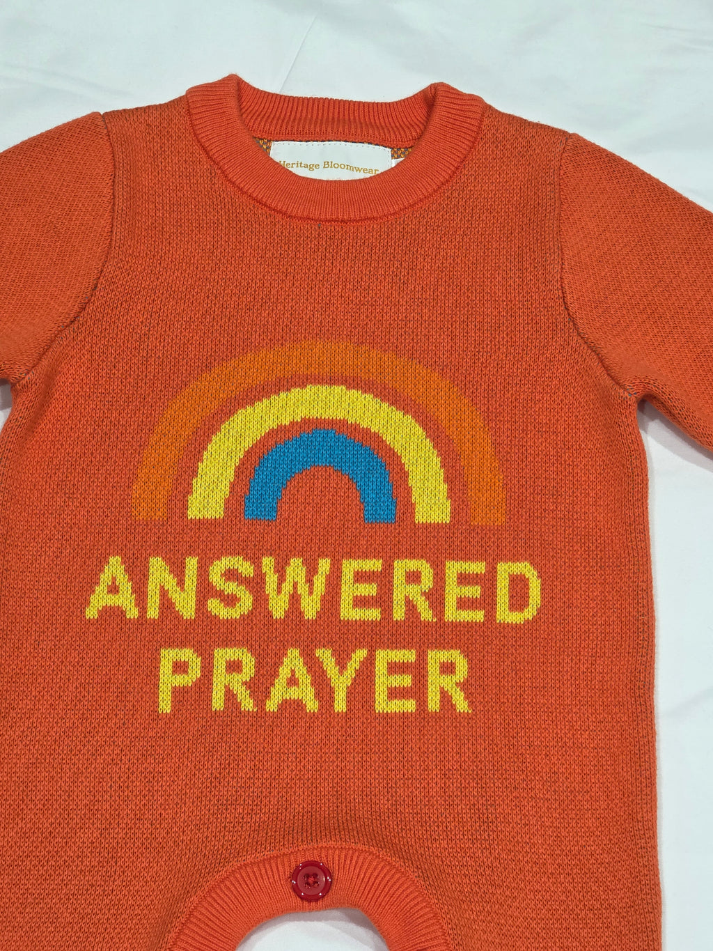 Answered Prayer Knitted Baby Romper – Faith-Based Newborn Outfit (Two Colours)