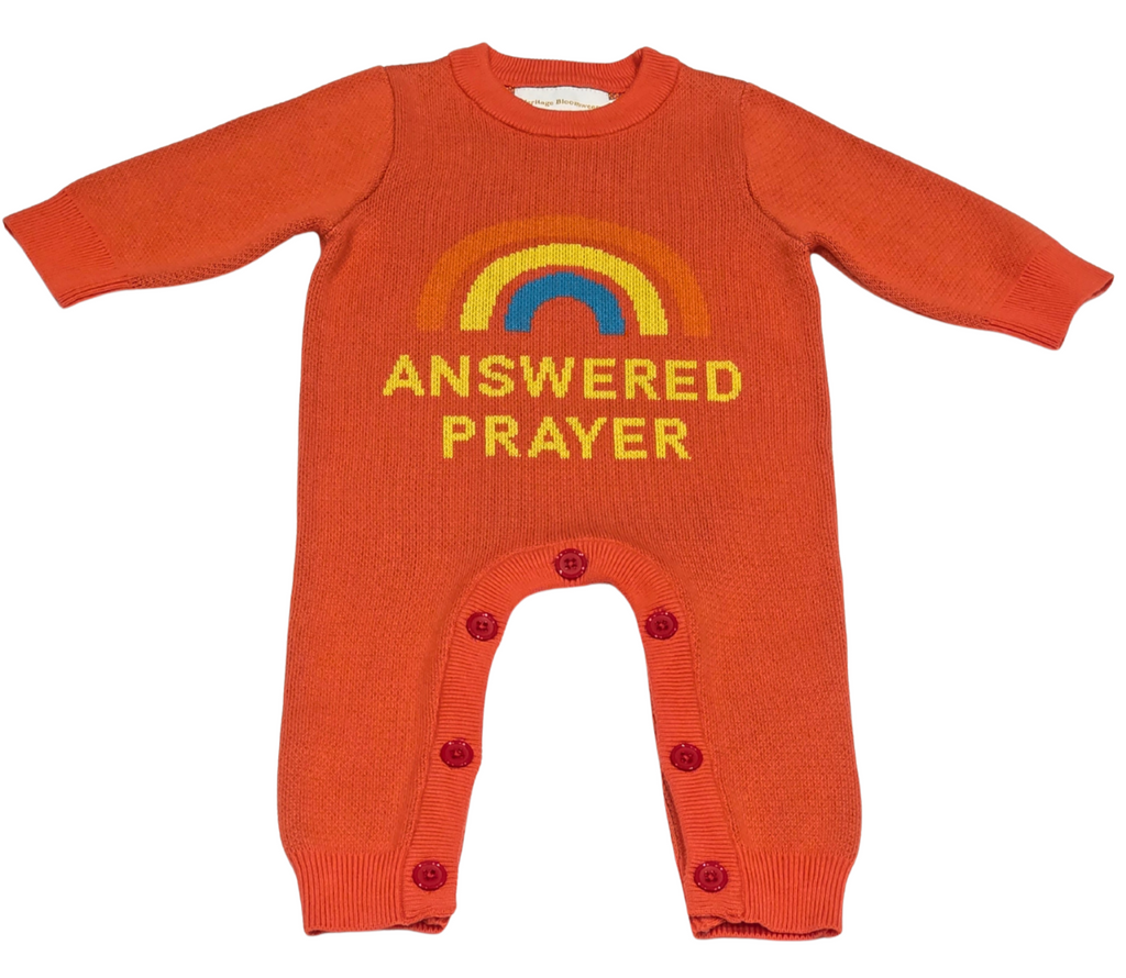 Answered Prayer Knitted Baby Romper – Faith-Based Newborn Outfit (Two Colours)