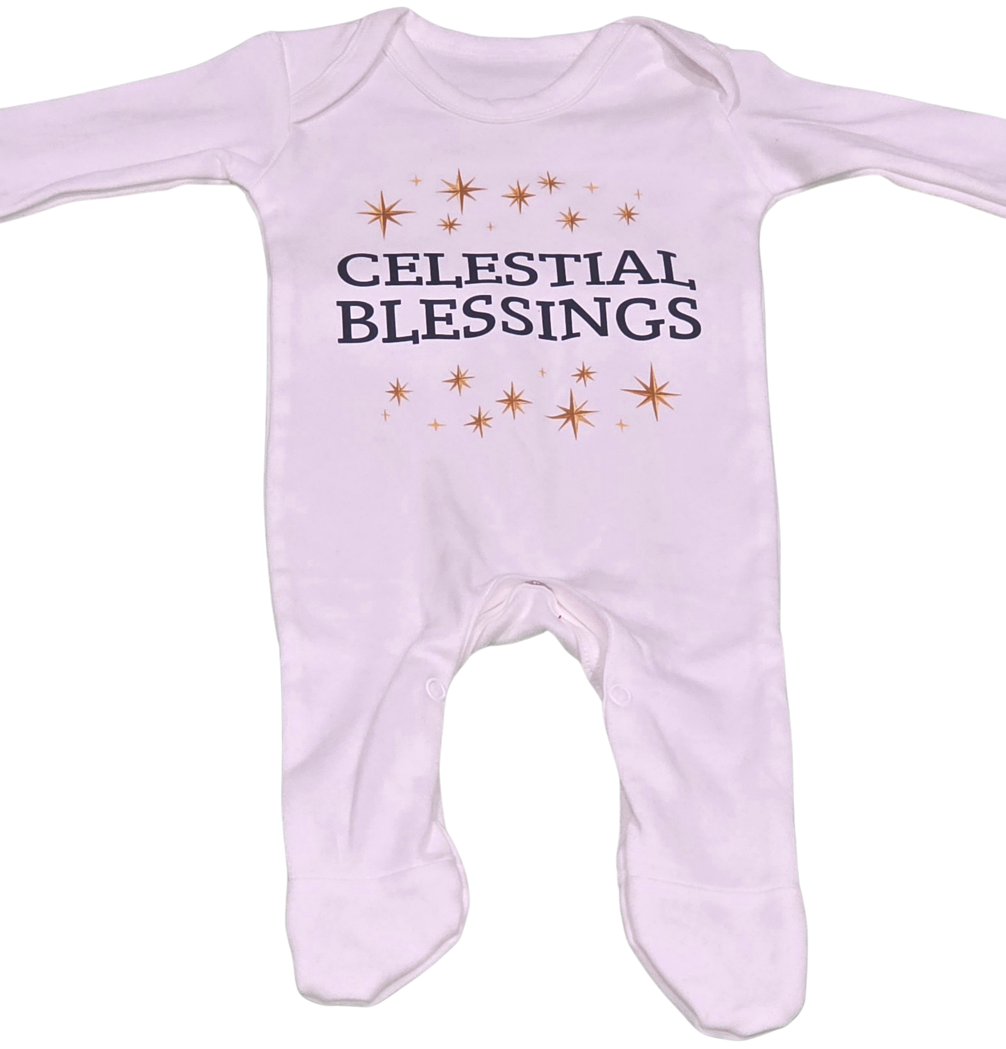 Celestial Blessings Sleepsuit & Shawl Set – 100% Cotton | Newborn–12 Months
