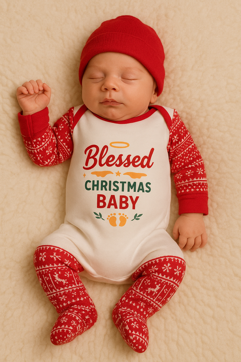 Blessed Christmas Baby Newborn Sleepsuit – Festive Holiday Footed Romper