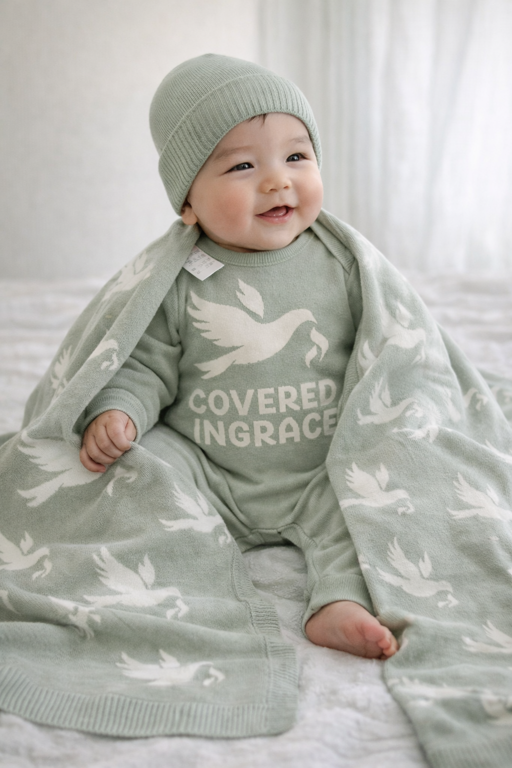 Covered in Grace Christian Baby 3-in-1 Set – Faith-Based Newborn Gift Set