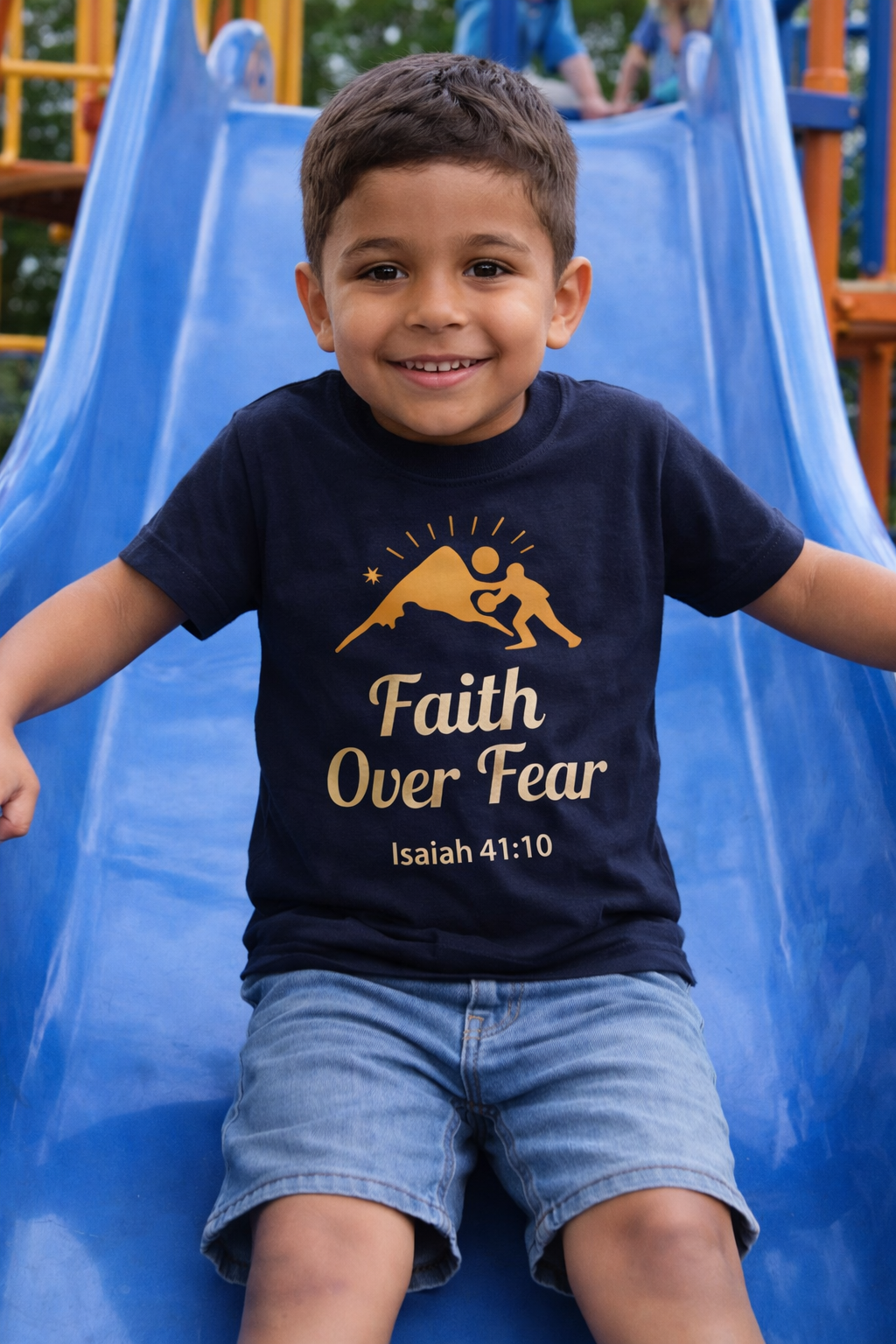 Faith Over Fear Christian Kids’ T-Shirt – Inspirational Faith Clothing