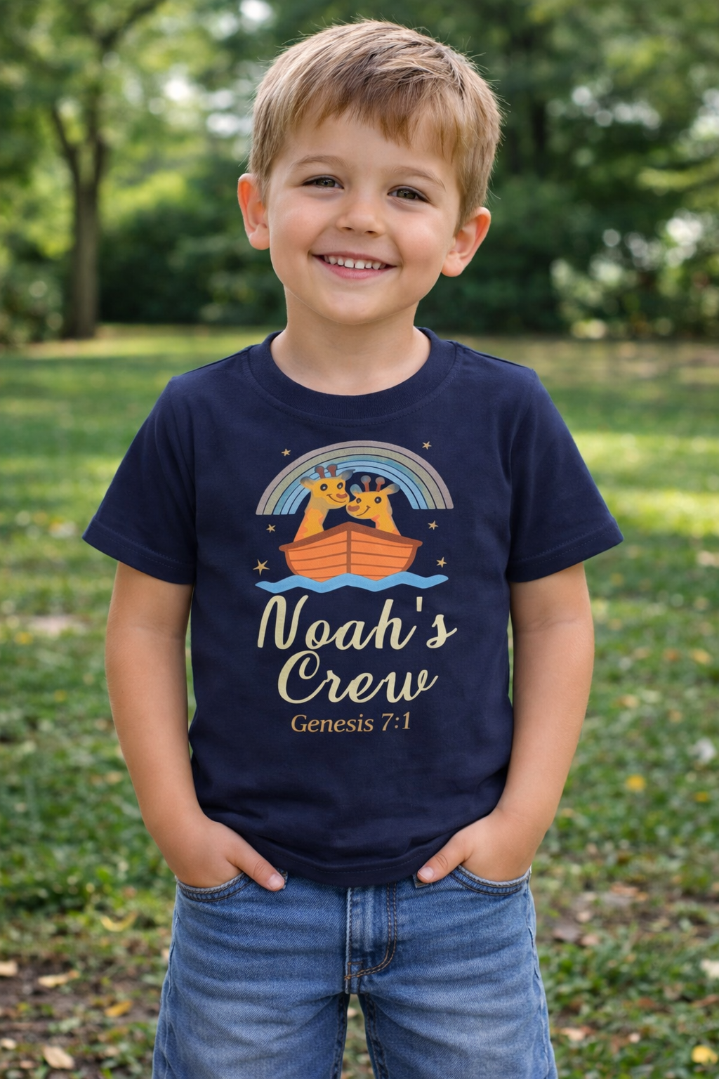 Noah’s Crew Christian Kids T-Shirt – Genesis 7:1 Faith-Based Children’s Tee